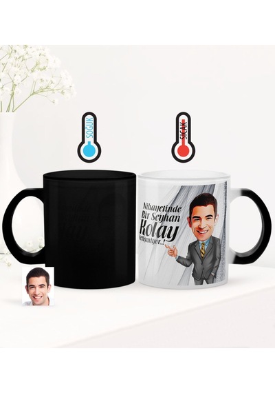 Kişiye Özel Kolay Yetişmiyor Karikatürlü Sihirli Cam Kupa Bardak N11.829