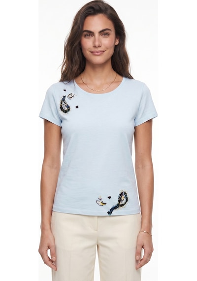 Onloox Kadın Bebe Mavisi Bebe Mavisi Pamuklu Bisiklet Yaka Kısa Kollu El İşi Sanatsal Nakış Detaylı T-shirt Onloox Kadın Bebe Mavisi Bebe Mavisi Pamuklu Bisiklet Yaka Kısa Kollu El İşi Sanatsal Nakış Detaylı T-shirt
