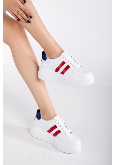 Erceka Kadın Spor Ayakkabı Sneaker Günlük Kullanıma Uygun Beyaz-siyah-kırmızı,mavi Bağcıklı Beyazkırmızımavi Erceka Kadın Spor Ayakkabı Sneaker Günlük Kullanıma Uygun Beyaz-siyah-kırmızı,mavi Bağcıklı Beyazkırmızımavi