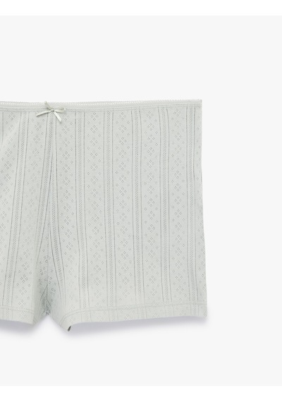 Koton Pamuklu Dokulu Slim Fit Şort Pijama Altı Mınt 6slk80018mk Mint