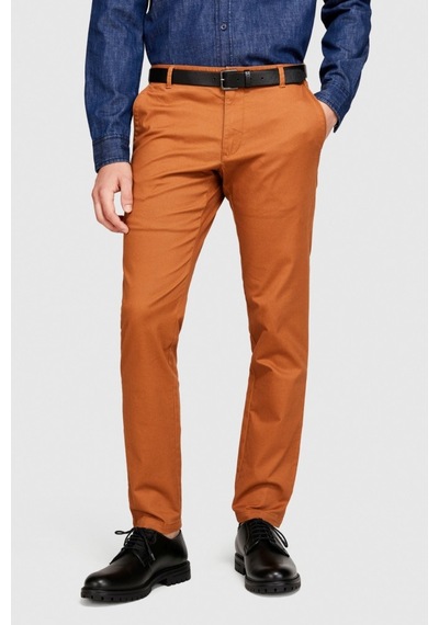 Sisley Slim Fit Vintage Efekt Chino Pantolon Erkek Kahverengi T-shirt - 323a4dm6sf02y Kahve