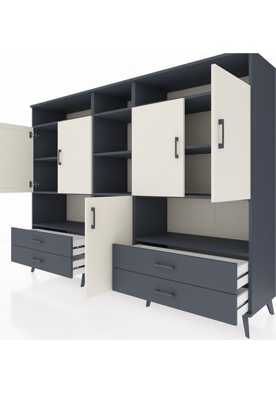 Hyperion Dolap 12 Raflı 4 Çekmeceli 5 Kapaklı 220x44x163 Antrasit Antrasit-aytaşı/antrasit Hyperion Dolap 12 Raflı 4 Çekmeceli 5 Kapaklı 220x44x163 Antrasit Antrasit-aytaşı/antrasit