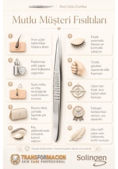 İnce Uçlu Batık Cımbızı - Şık Ve Hassas Kaş Şekillendirme Solingen Professional 721619