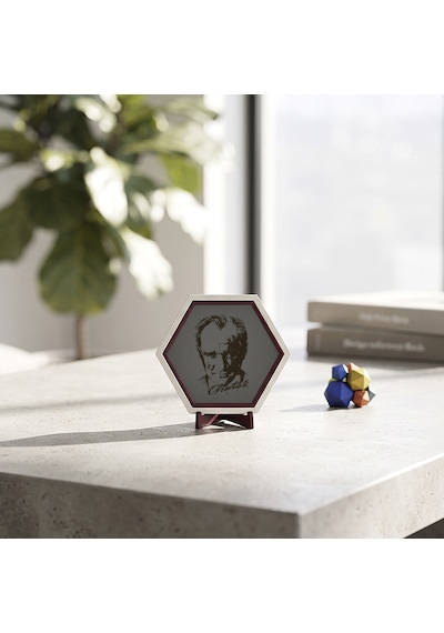 Minimalist Atatürk Tasarımlı Dekoratif Süs, Şık Ve Özgün Bir Hediye Seçeneği 10x10 Cm, Kül Gri
