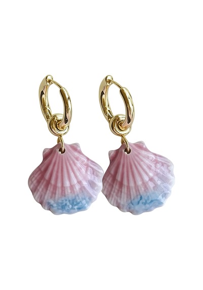 Çelik Renkli Midye Küpe Pembe 81732761