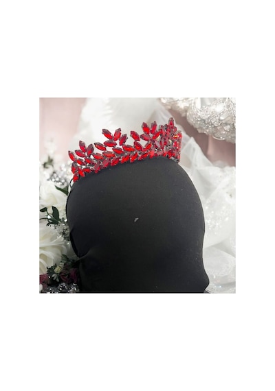 Kristal Taşlı Zarif Gelin,kına,nişan,söz,after,bride,party Taç Kırmızı - 707821550 Kırmızı