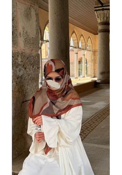 Qalortex Scarf Pamuklu Soft Rânâ Desen Eşarp-taba