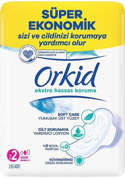 Orkid Hijyenik Ped Extra Hassas Hijyenik Ped Uzun 16'lı