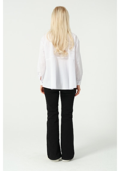 S'amore Clothing Cep Detay Polo Yaka Gömlek Beyaz