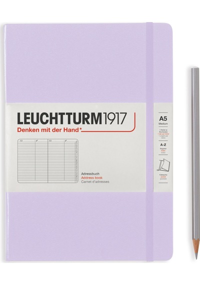Leuchtturm1917 Adres Defteri, Sert Kapak, 100 Gr. Kağıt, Leylak Kapak, A5