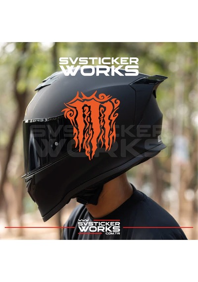 Monster Kask Sticker Tüm Kasklar Uyumlu Tek Yön 1 Adet Turuncu