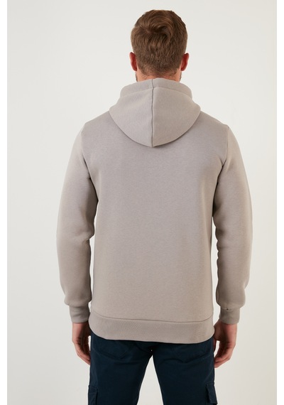 Buratti Regular Fit Kapüşonlu Kanguru Cepli Içi Tüylü Yumuşak Şardonlu Erkek Sweat 5905281 Kül