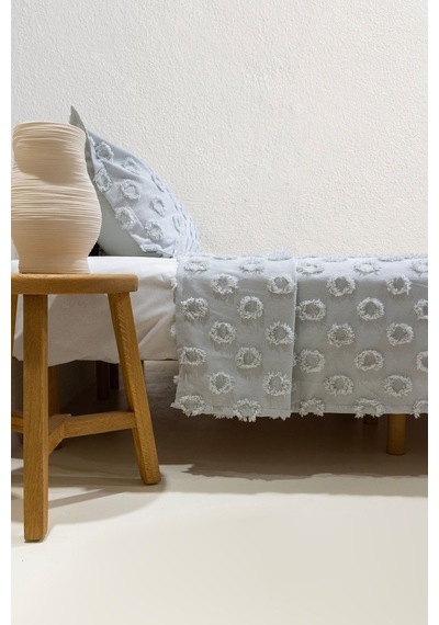 Koza Home Sitra Gri Çift Kişilik Püsküllü Yatak Örtüsü 230x250 2 Yastık 50x Gri