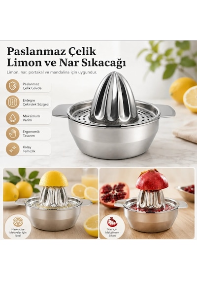 Limon Ve Nar Sıkacağı Paslanmaz Çelik Çok Renkli