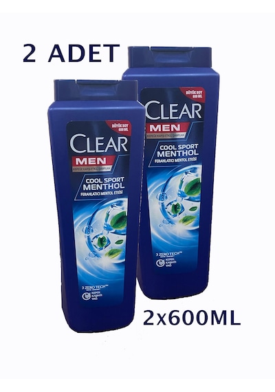 Clear Men Cool Sport Menthol Kepeğe Karşı Etkili Şampuan 2 x 600 ML