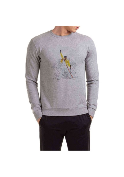 Queen Mercury Baskılı Gri Erkek Örme Sweatshirt