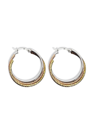 Oya Silver 18k Rose-gold Kaplama Kalemli Gümüş Halka Küpe 3x3cm