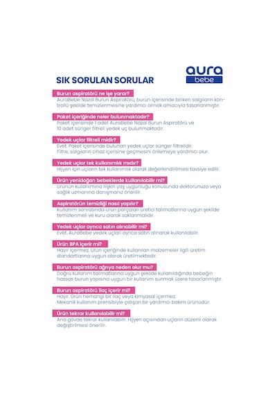 Bebek Burun Aspiratörü ve 10 Adet Yedek Uç