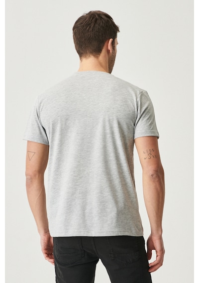 AC&Co / Altınyıldız Classics 4A4800000001GMJXS Slim Fit Bisiklet Yaka Pamuklu Erkek Tişört Gri Melanj