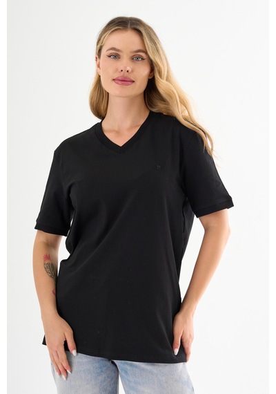Pierre Cardin V Yaka Basic T-shirt Siyah