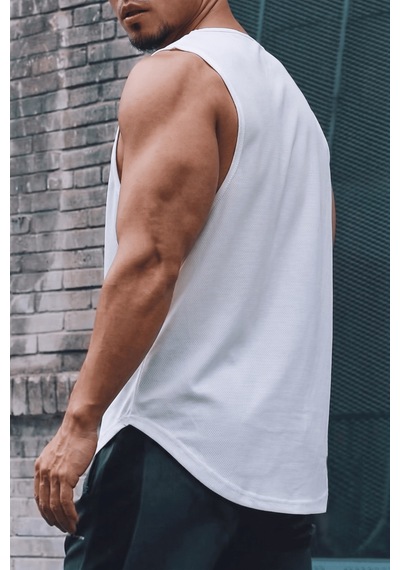 Genius Store Erkek Sporcu Atleti Sıfır Kol Tişört Fitness Gym Antrenman Tişörtü Ter Tutmayan Atlet Sıfırkol-2026 Beyaz