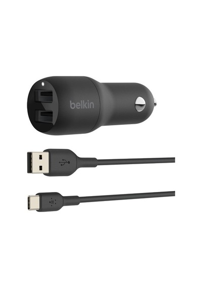 Belkin 24W Hızlı Araç Şarj Cihazı - 2 Port USB + Type-C Kablo