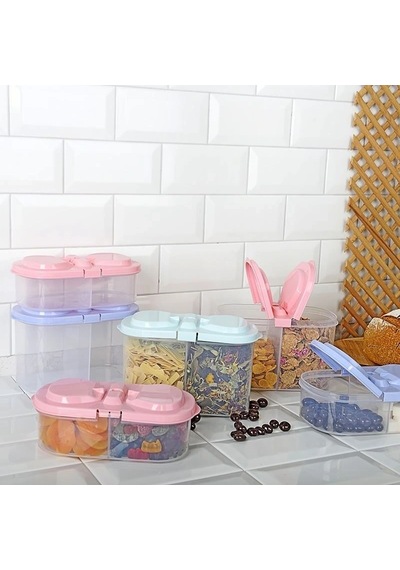 Ers 2 Bölmeli Saklama Ve Erzak Kabı 1200 Ml Çok Renkli