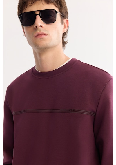 Avva Erkek Bordo Bisiklet Yaka Pamuklu Bi-stretch Baskılı Regular Fit Sweatshirt A52y1325