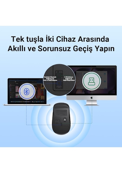 Dm K17 Dual Mode Bluetooth Ve 2.4ghz Destekli 1200dpı Kablosuz Optik Mouse Diğer