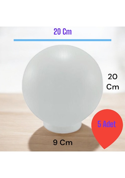 5 Adet 20'lik Karpuz Küre, Birinci Kalite Pvc Glop, Bahçe Aplikleri Yedek Parçası, 20 Cm Pvc Küre Beyaz