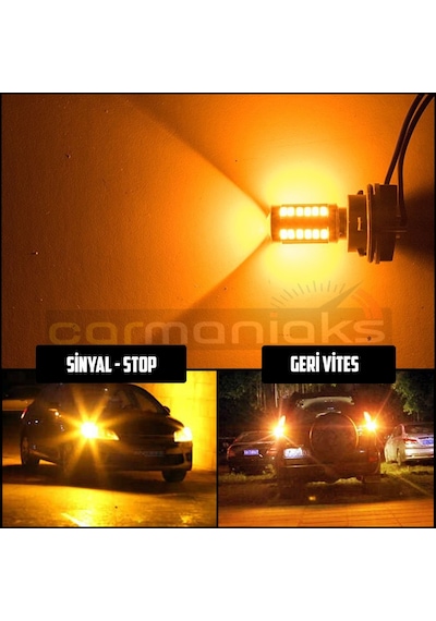 P21W 1156 Ba15S Tek Duy Stop Sinyal Geri Vites Ampulü Turuncu 33 Led