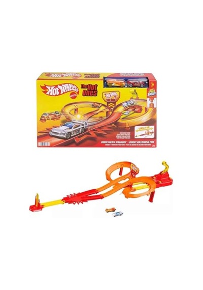 Hot Wheels Oyuncak Araba Ve Pist Seti, 2 Adet 1:64 Ölçekli Metal Araçla Yarış Ve Çarpışma, Hot Ones Otoyol Oyun Seti Ve Kolayca Birleştirilebilen Pist, Jfd11