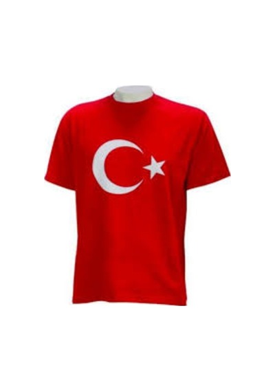 Ay Yıldızlı Bayrak Tişört Unisex Pamuklu Kırmızı