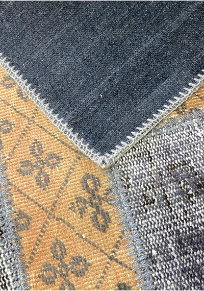 Modern Retro Stil Vintage Halı Özel Tasarım Patchwork Koleksiyonu Çok Renkli