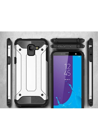 Ekılıf - Samsung Galaxy J6 Uyumlu Kılıf Çift Katman Zırh Tank Crash Military Kapak - Mavi
