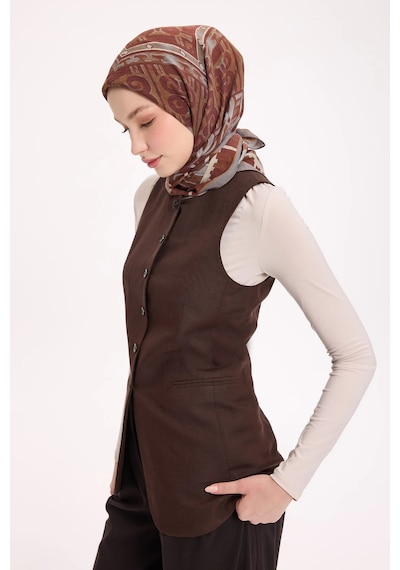 Silk Home Dört Mevsim Antik Motif Viskon Velora Eşarp 6419 Soğan Kabuğu-ekru
