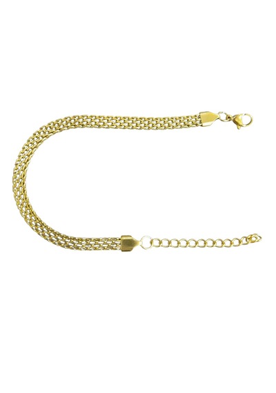 Çelik Bileklik Sık Örme Lüks Model 4 Mm Genişlik 19 Cm Uzunluk 5 Cm Ek Altın Sarısı Gold Altın