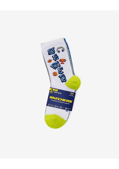 Skechers 3'lü Paket Funny Feet Uzun Çorap Büyük Erkek Çocuk Beyaz-gri-mavi Sk2520125-3474