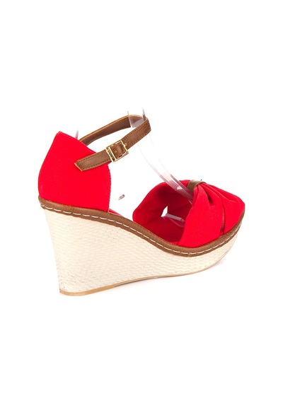 Fox Shoes Kırmızı Kadın Dolgu Topuklu Ayakkabı 9674040505 Kırmızı