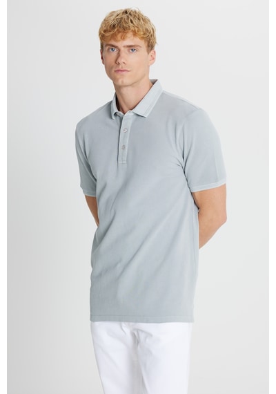 AC&Co / Altınyıldız Classics Erkek Grı %100 Pamuk Slim Fit Dar Kesim Polo Yaka Tişört Gri