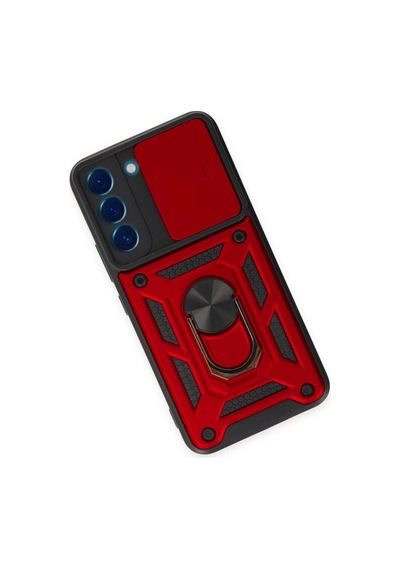 Samsung Galaxy S23 Fe Kılıf Pars Lens Yüzüklü Silikon - Kırmızı
