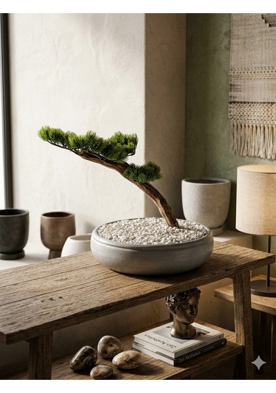 Premium Zen Serisi Yapay Bonsai Ağacı - Ev Ve Ofis İçin Büyük Boy Dekoratif Tasarım Ağaç Çok Renkli