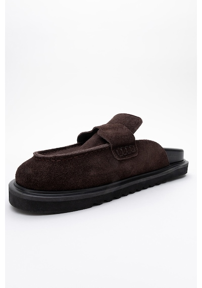 Luvishoes Brısa Kahverengi Süet Hakiki Deri Kadın Terlik Kahverengi