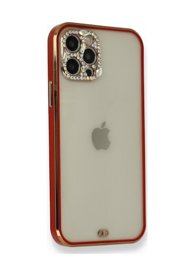 Apple iPhone Uyumlu 12 Pro Kılıf Liva Taşlı Silikon - Kırmızı Bzsxx00 1