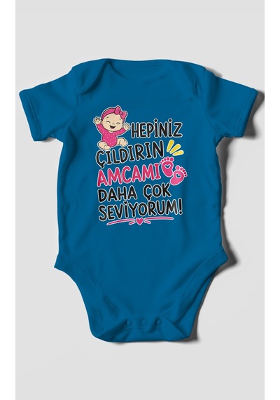 Morivokids Amcaya Özel Kısa Kollu Bebek Body %100 Pamuk Zbn166-kk Koyu Mavi