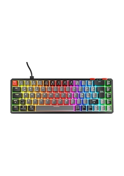 Rampage Yoru Mını Gri-siyah Type-c Bağlantılı Outemu Red Swich Q Mekanik Gaming Oyuncu Klavye Rgb