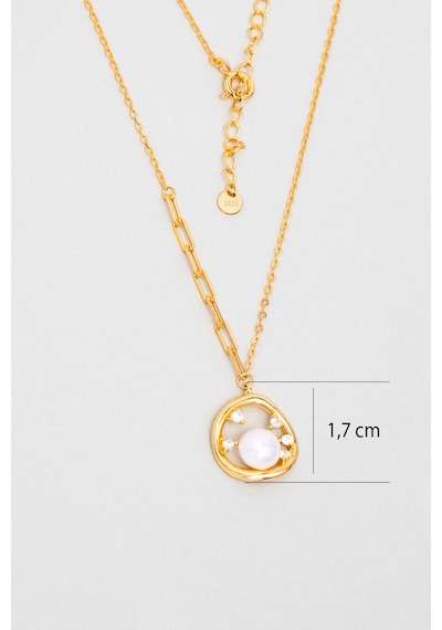 So Chic İnci Dokunuşu 18 Ayar Sarı Altın Kaplama 45 Cm Gümüş Kolye Sarı