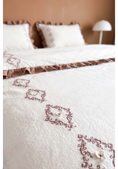 Damask Flora %100 Pamuklu Nevresim Takımı - 4 Parça Bej