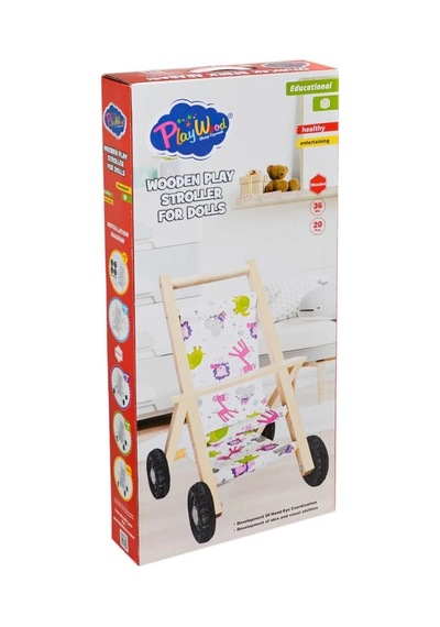 Mey İthalat Ony-386 Ahşap Oyuncak Bebek Arabası -onyıl