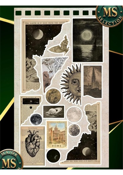 Dark Academia Vintage Ay Sticker Seti 18 Parça Aesthetic Moon Celestial Suya Dayanıklı Laptop, Tablet, Telefon Sticker